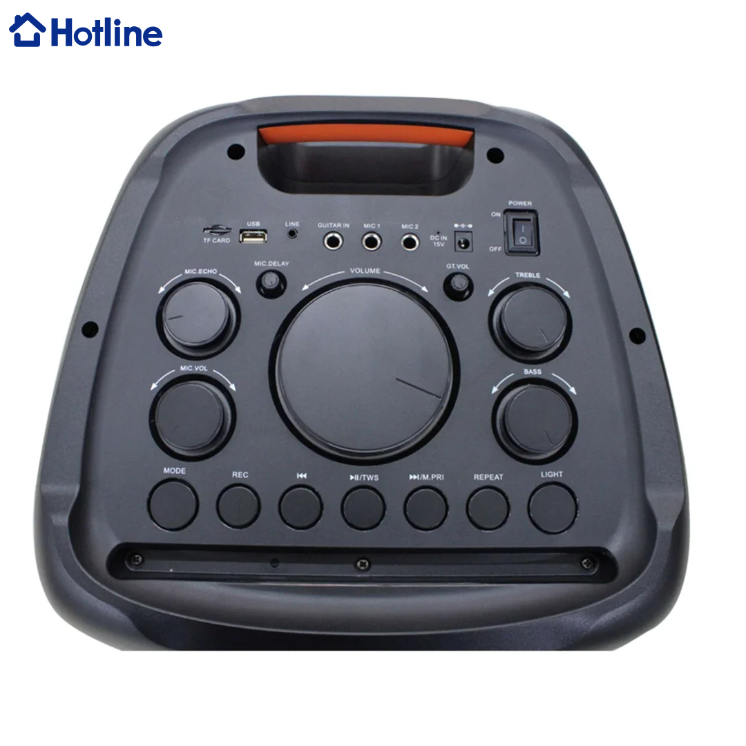 Bocina con Bluetooth y Micrófono con Control Remoto 2x10" 80W Hotline HLBS1080