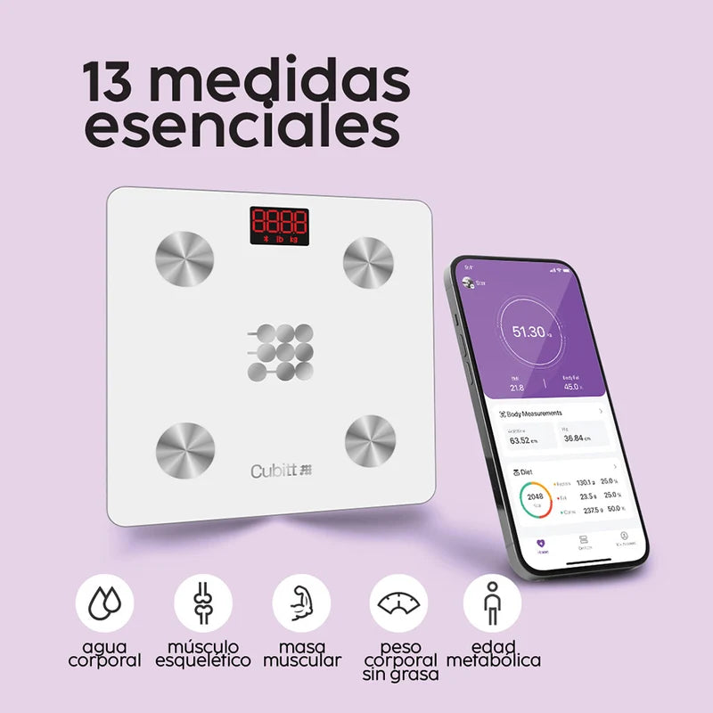 Báscula Balanza Pesa Corporal Inteligente Cubitt | Análisis Corporal Completo | CT-SCALE7