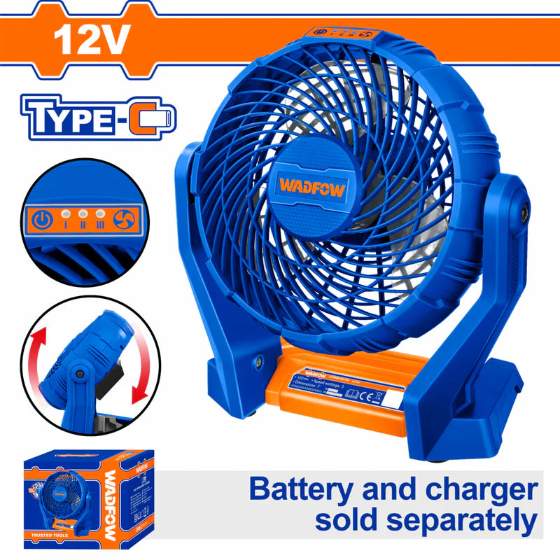 Abanico 7" 12V Inalámbrico. Usa Cable Tipo-C Batería Y Cargador Por Separado. WLF1507