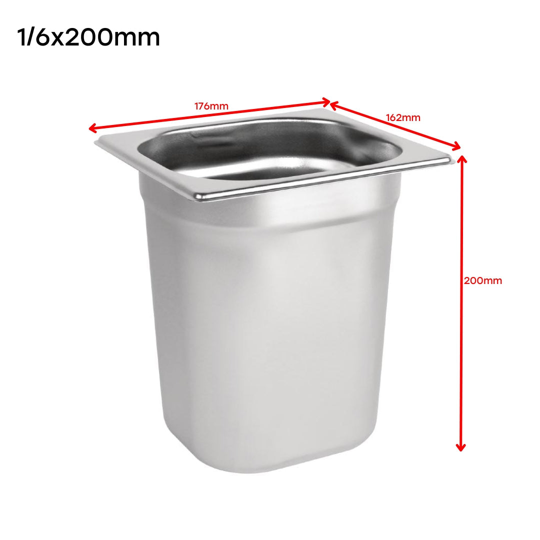 Bandeja GN Pan de Acero Inoxidable 1/6x200mm 176*162*200mm H5426 Selecto