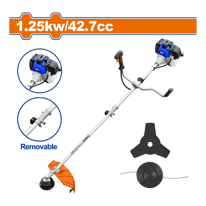 Desmalezadora. Motor 2 Tiempos. Enfriado Por Aire A Gasolina. 1.25Kw (2HP) 43Cc. Mango Removible. Desbrozadora. Wadfow WGM2543