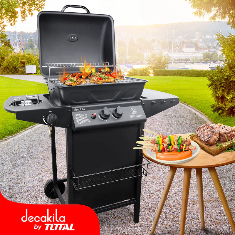 Barbacoa A Gas 8KW 2 Quemadores + Hornilla Lateral Decakila KMGS005B DECAKILA