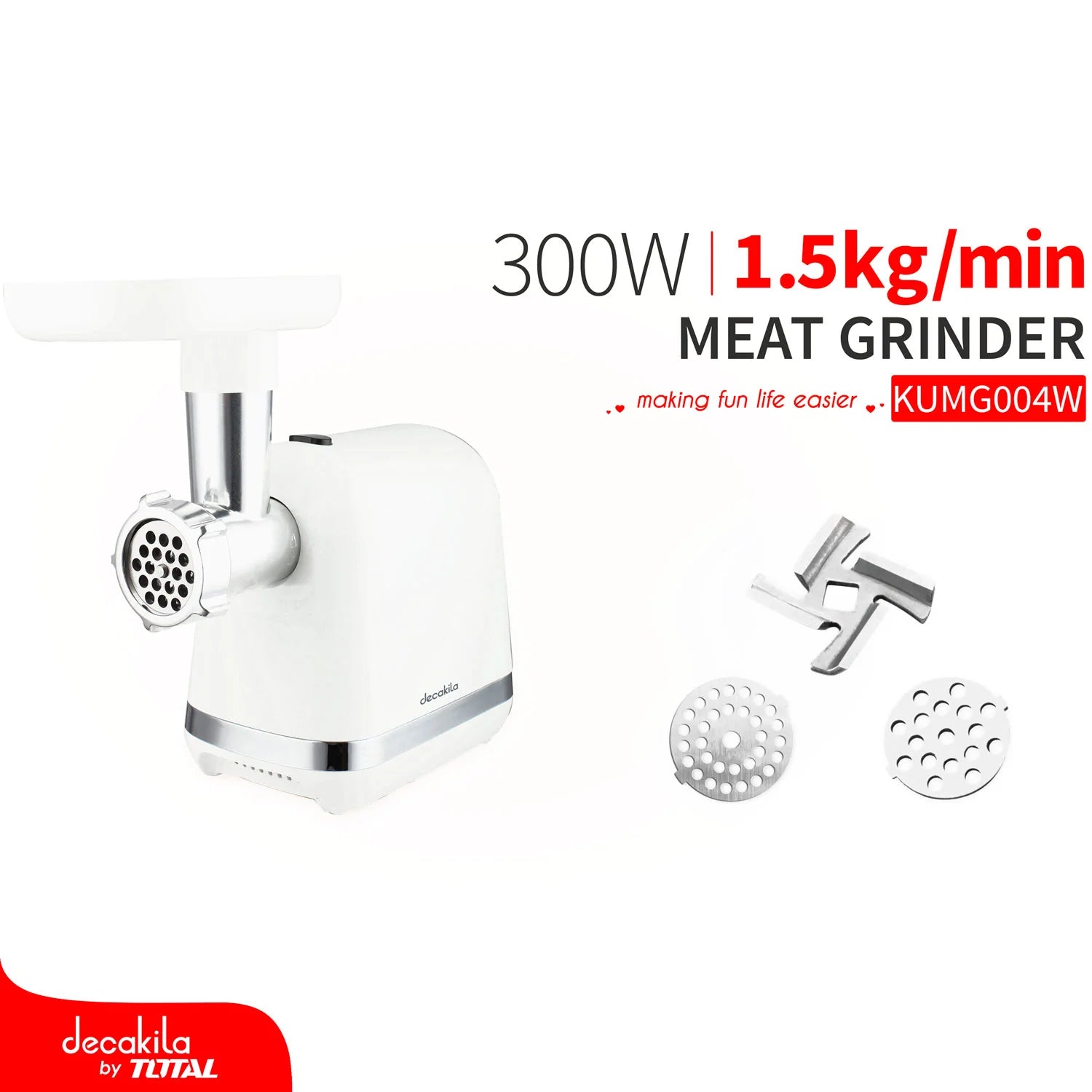 Máquina de Moler Carne Eléctrica 300W Decakila KUMG004W DECAKILA