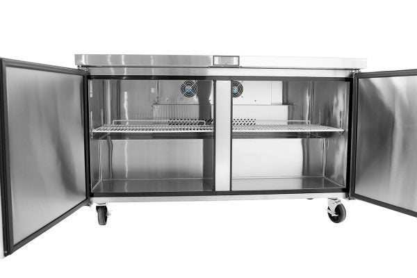 (PP) Congelador Bajo Encimera de 60"/153cm 2 Puertas Acero Inoxidable Atosa MGF8407GR Undercounter Congelador. Mesa Congelador. Freezer.