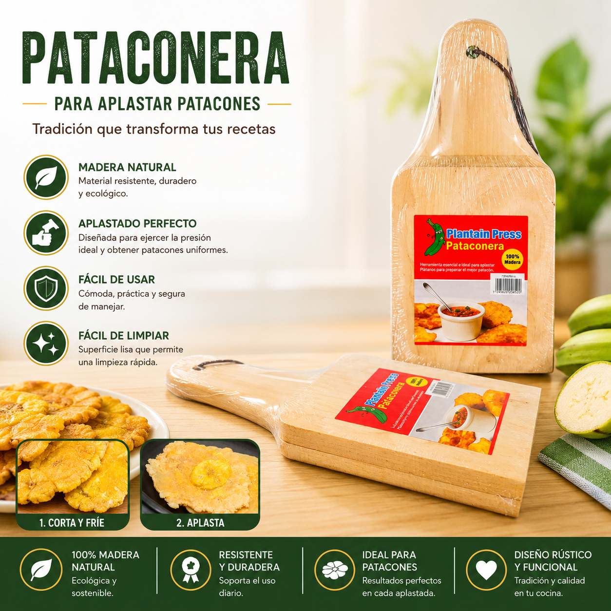 Pataconera Plana de Madera 38x11x1.2cm PT-001