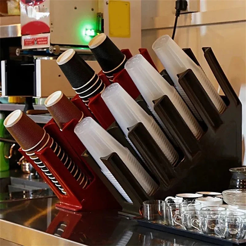 Organizador de Vasos Plásticos de 4 Compartimientos Negro HVB-B3001 Dispensador de vasos.