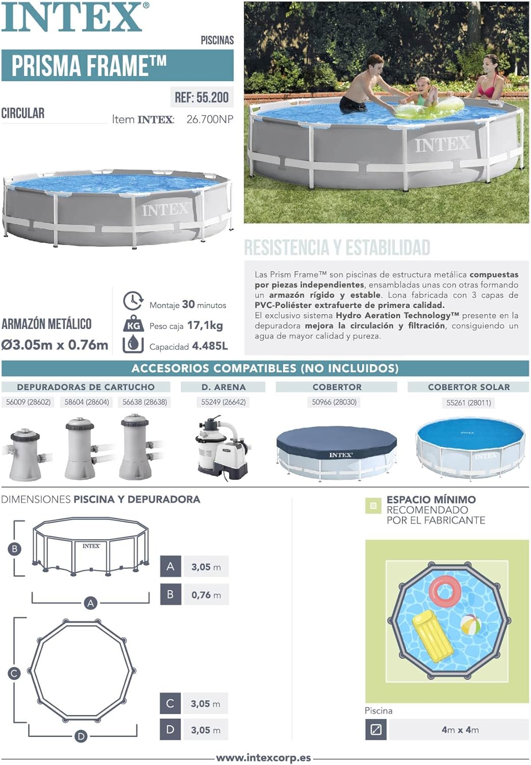 Piscina Elevada Redonda 10pies x 30plg Prisma Frame Intex 26700NP INTEX