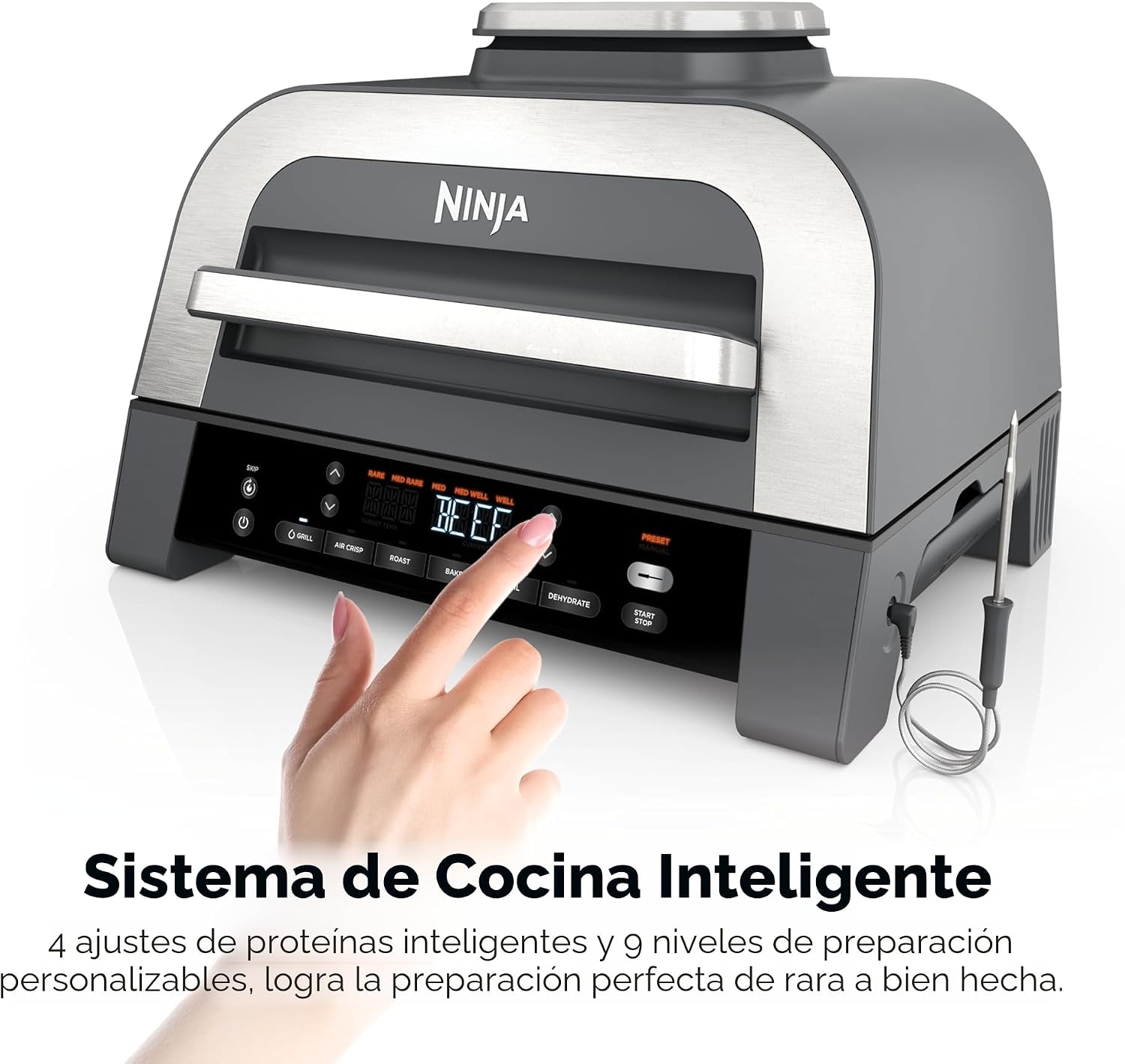 (LLEGANDO 1 DE SEPT) Parrilla Eléctrica Ninja Foodi Smart XL 6 en 1 con Air Fryer – DG551
