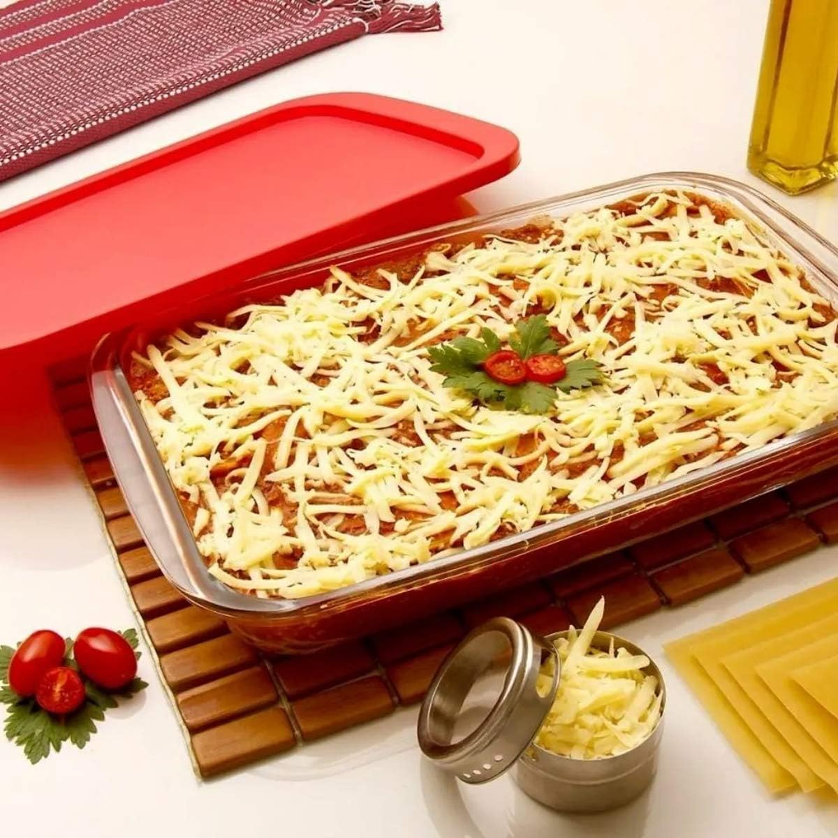 Envase Asador de Vidrio Rectangular 4L con Tapa Plástica 68220201097351