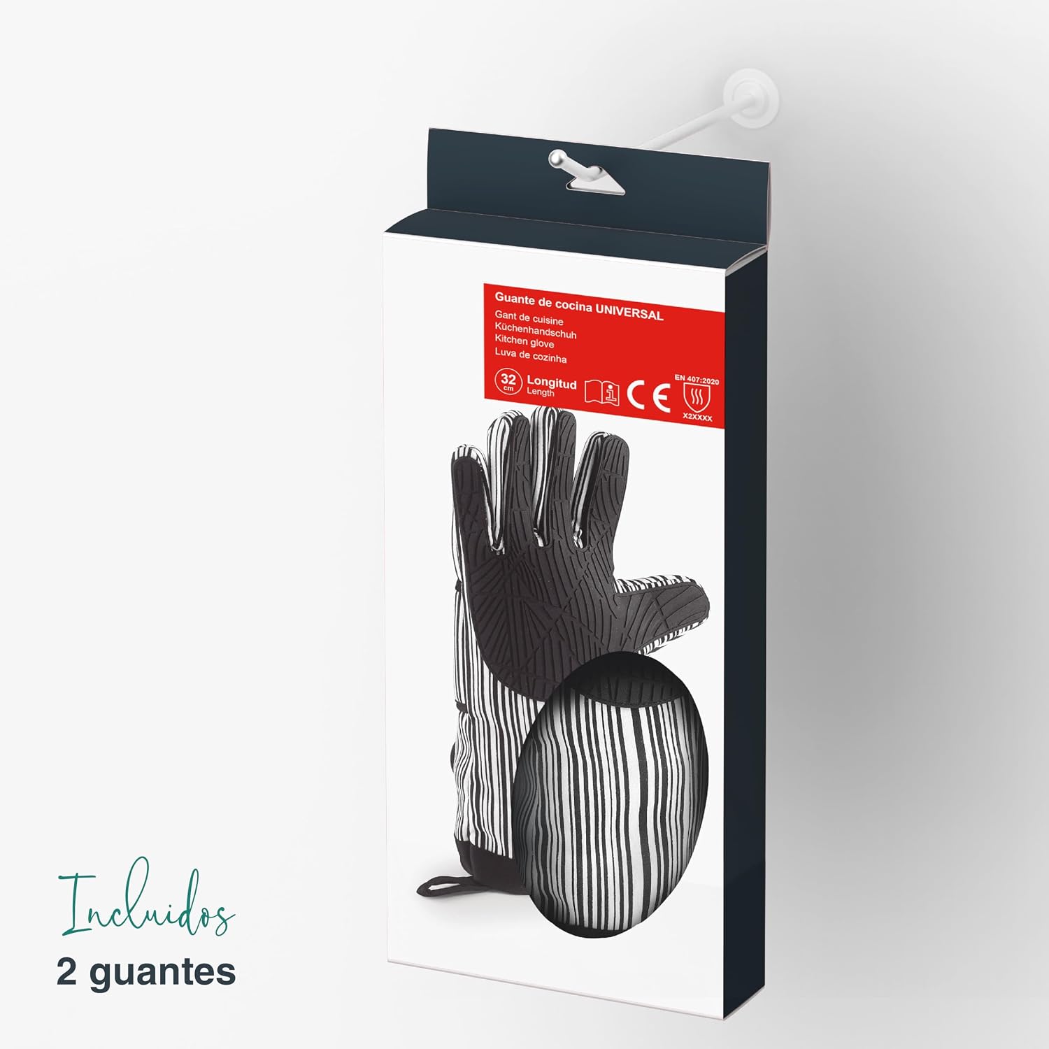 Par de Guantes para Horno Universal XL 48 cm Algodón y Silicona Lacor ES-60068