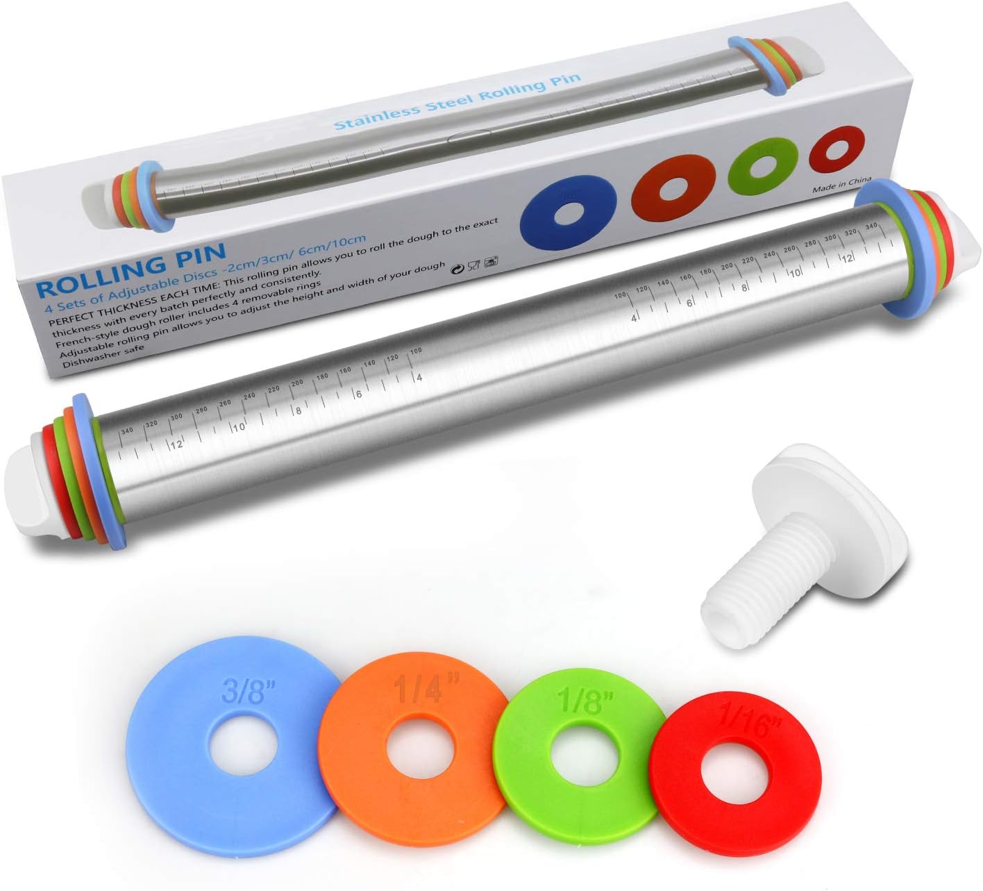 Rodillo de Acero Inoxidable Antiadherente con 4 Anillos de Disco Ajustable Excalibur EX-M16-KT2203 EXCALIBUR
