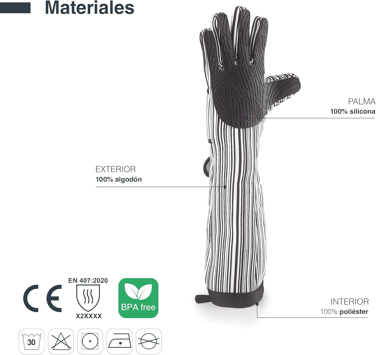 Par de Guantes para Horno Universal XL 48 cm Algodón y Silicona Lacor ES-60068