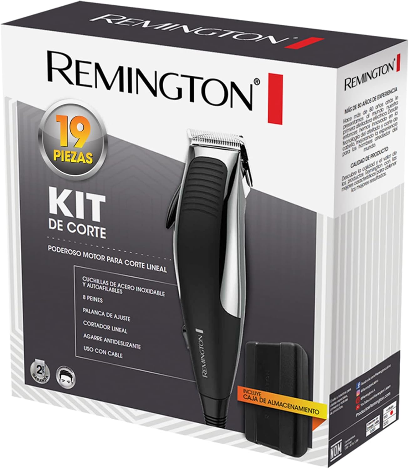 (LLEGANDO 3 DE JULIO) Cortadora de Cabello Remington HC1095A-WMF | Kit Profesional de 19 Piezas con Cuchillas de Acero Quirúrgico