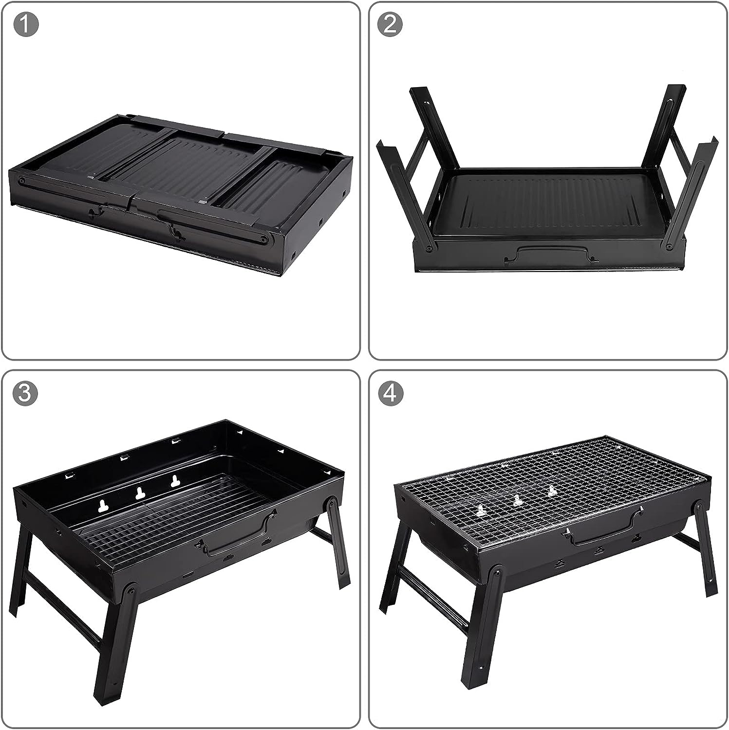 Mini Parrilla o Asador a Carbón Rectangular Portátil Metálica ALP-BBQ4429 Barbacoa.