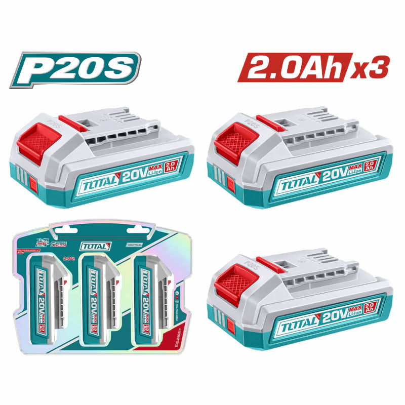 Baterías Inalámbricas 20V 2.0Ah Indicador LED Se Vende En Set De 3 TOSLI240311 TOTAL