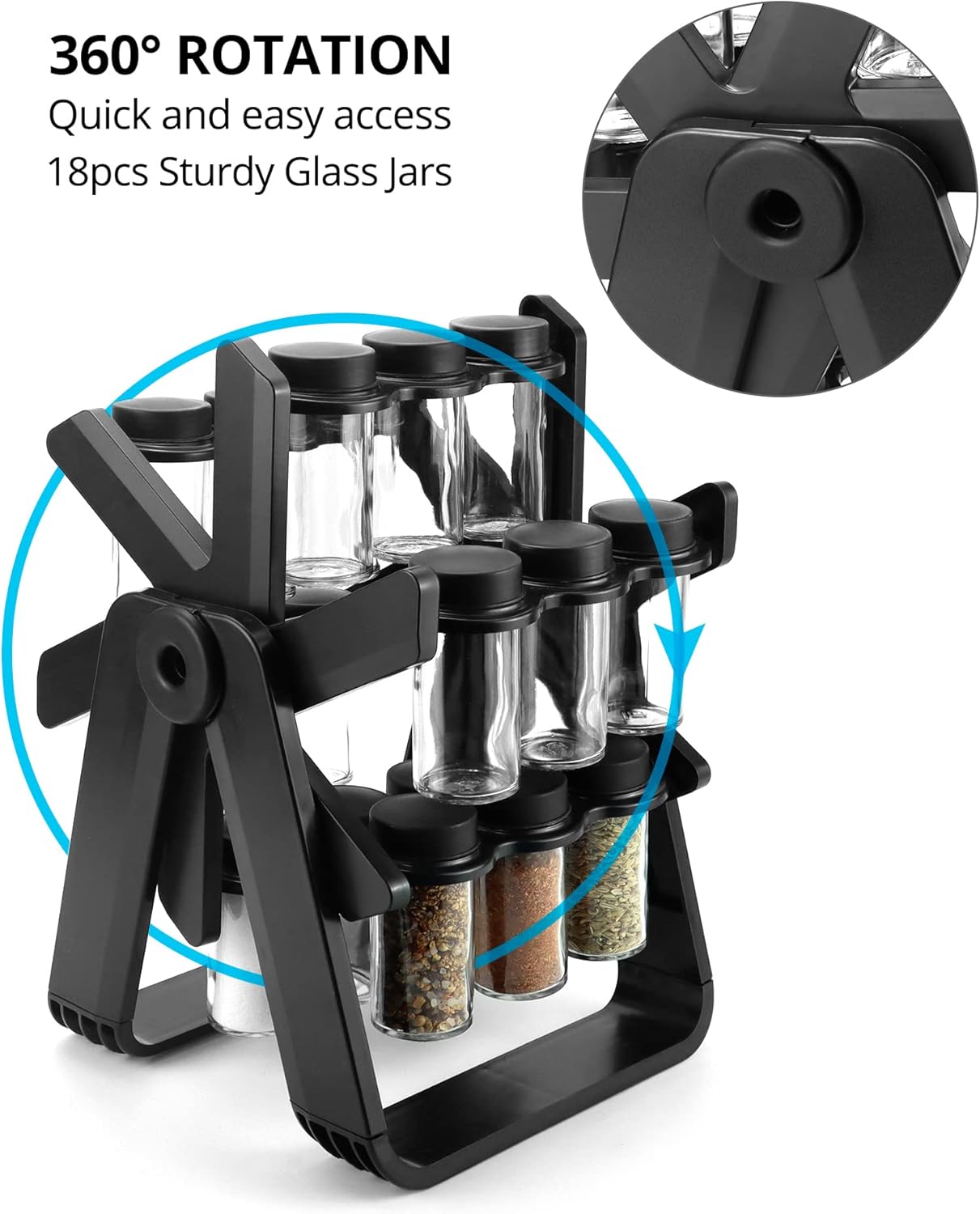 Set de 18 Envases para Condimentos de Vidrio Rotativo 88172