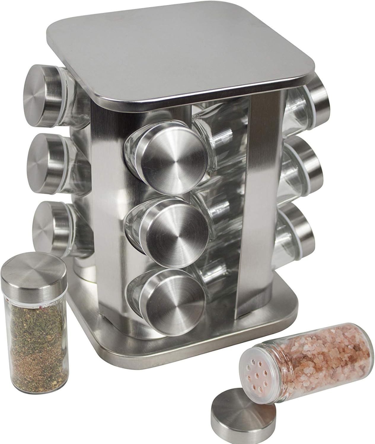 Set de 12 Envases de Condimentos de Vidrio Giratorio 85947 Especia. Selecto