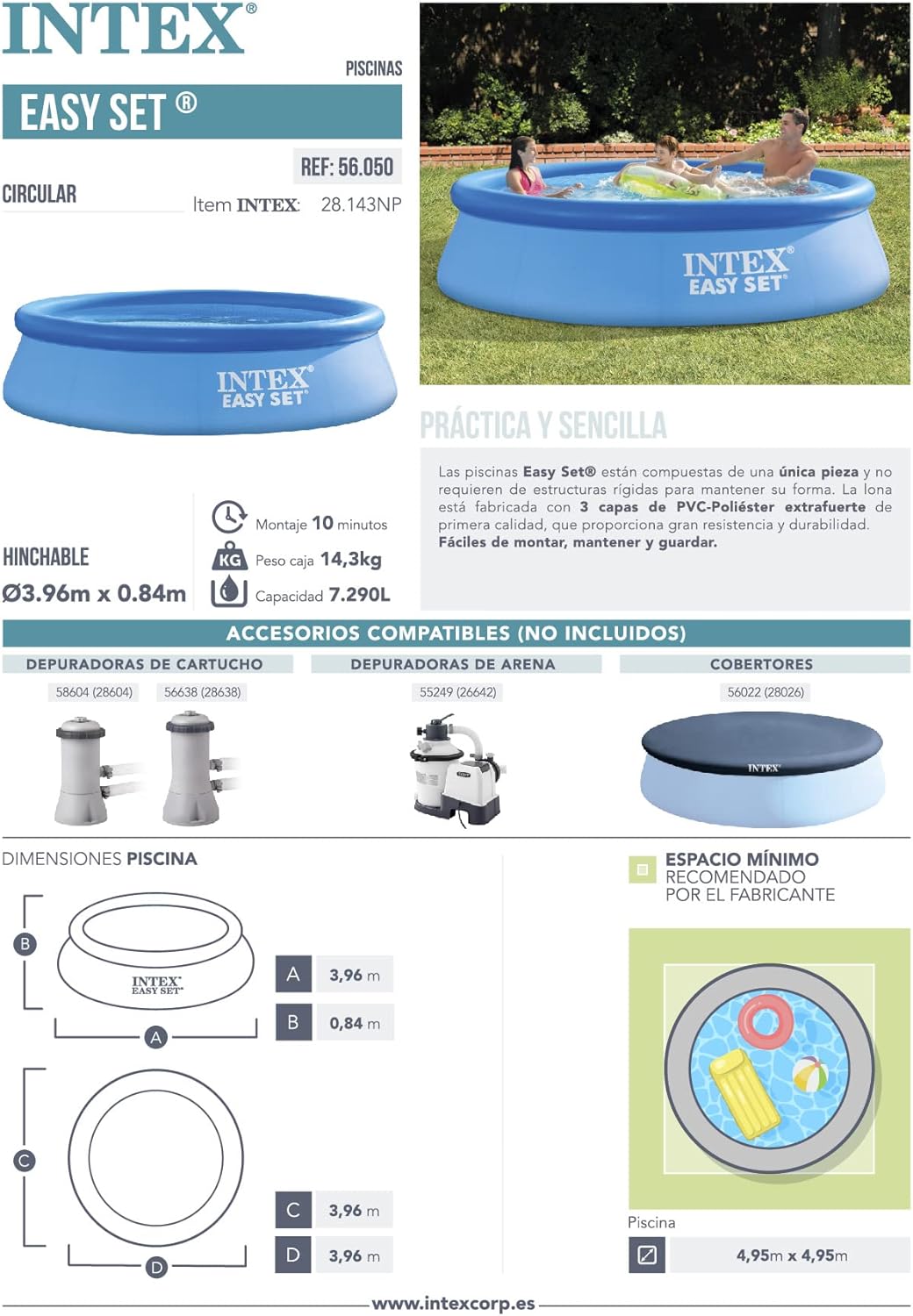 Piscina Inflable Redonda 13pies x 33plg Easy Set Intex 28143 INTEX