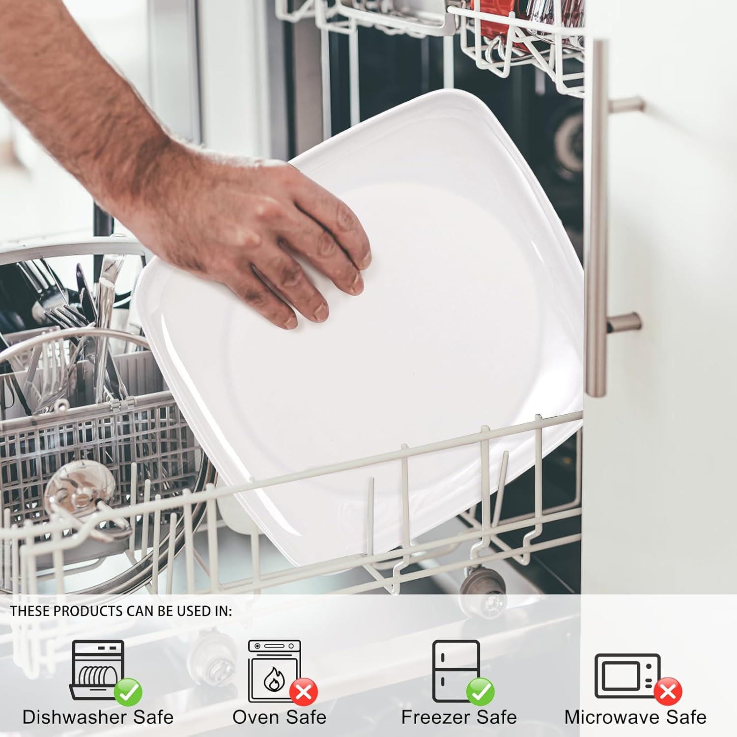 Plato Cuadrado de Melamina Blanco 9.5" BG-104-9-5W Selecto