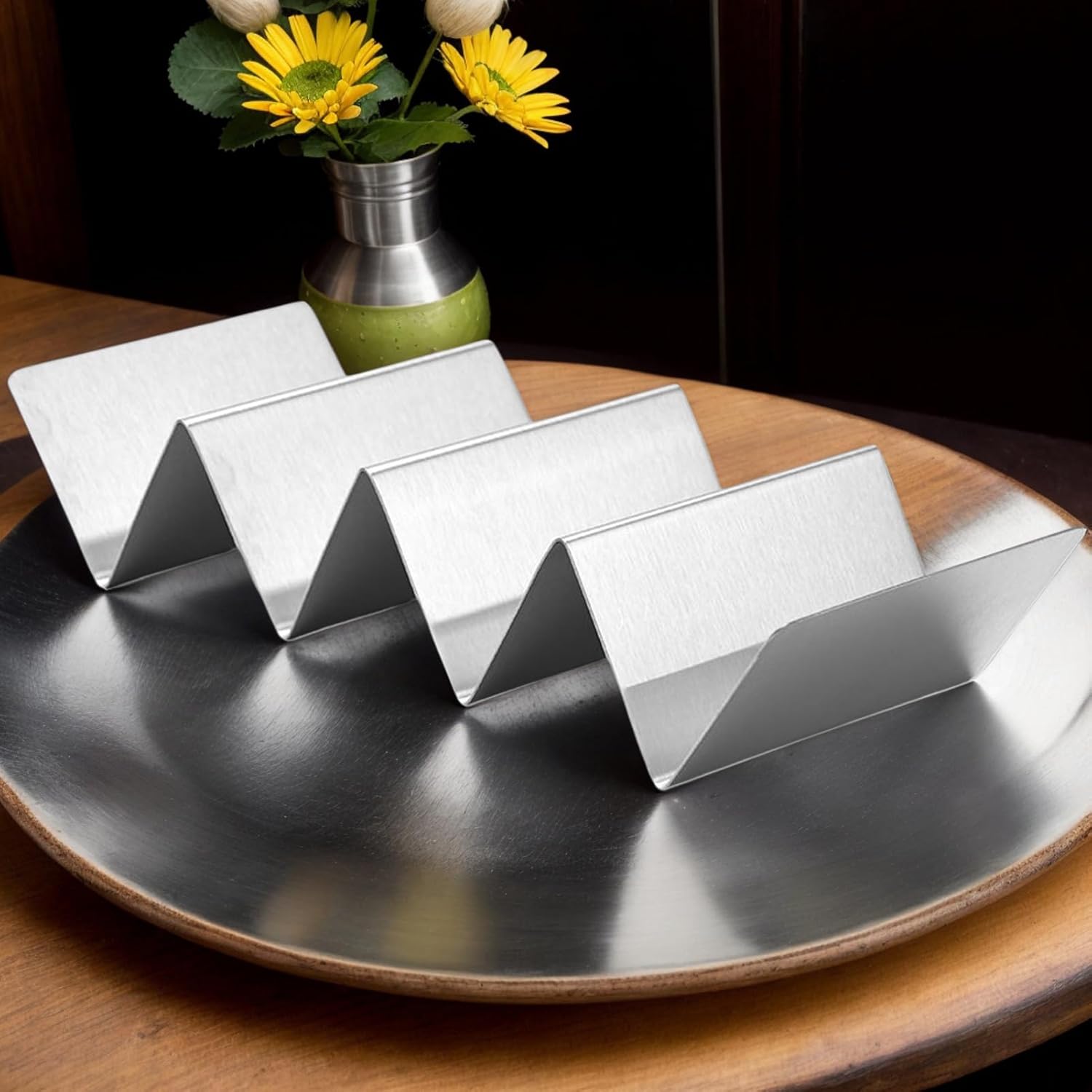 Soporte para Tacos 4 Compartimientos de Acero Inoxidable 500703