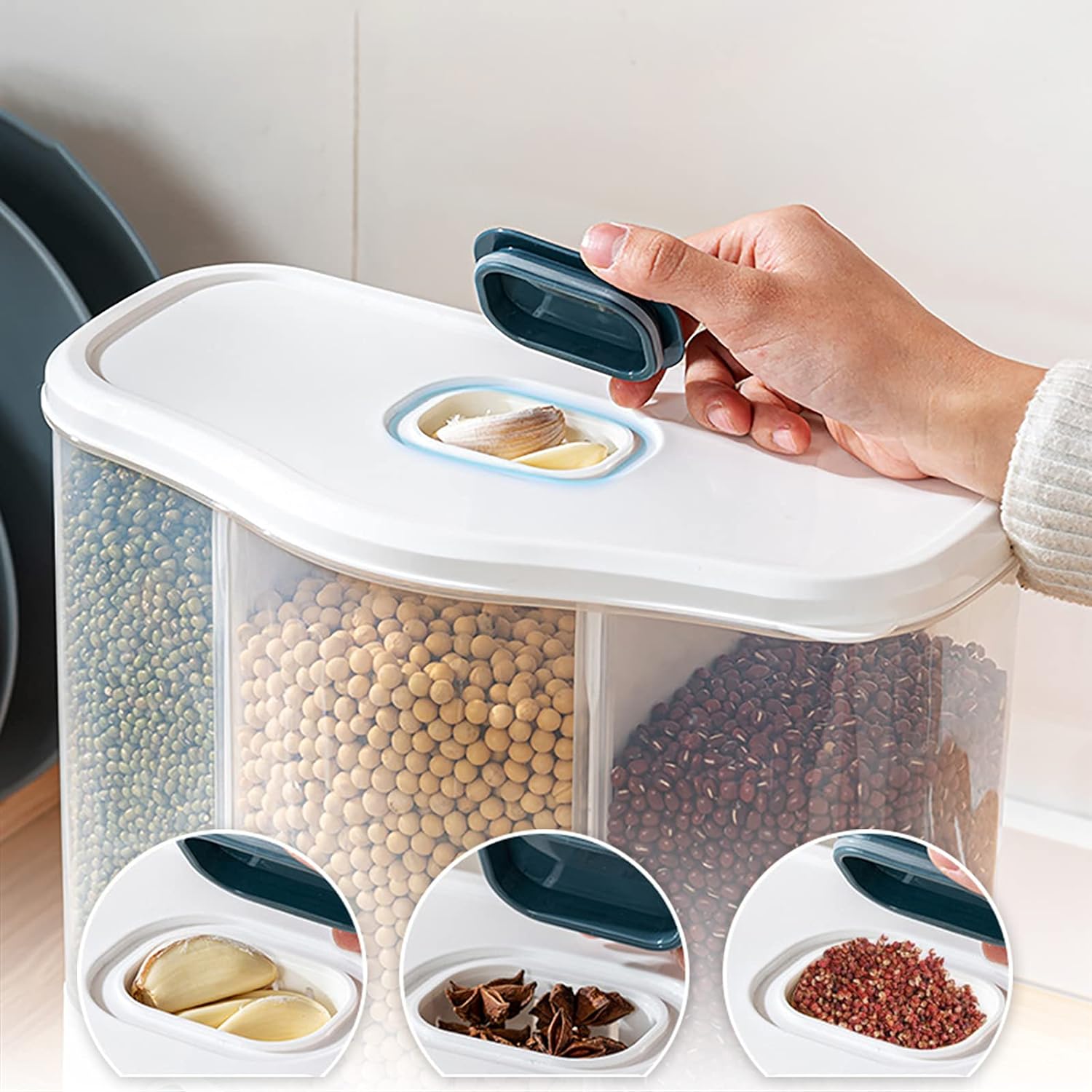 Contenedor con Dispensador para Alimentos de Granos 3 Compartimientos LCH-9650 Selecto