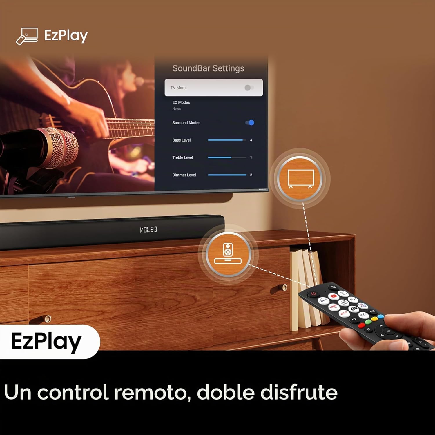 Barra de Sonido Hisense HS5100 5.1 Canales con Subwoofer Inalámbrico, Altavoces Traseros y 540W | Dolby Audio & DTS Virtual:X