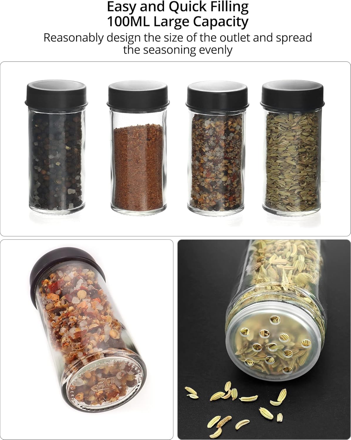 Set de 18 Envases para Condimentos de Vidrio Rotativo 88172 Selecto