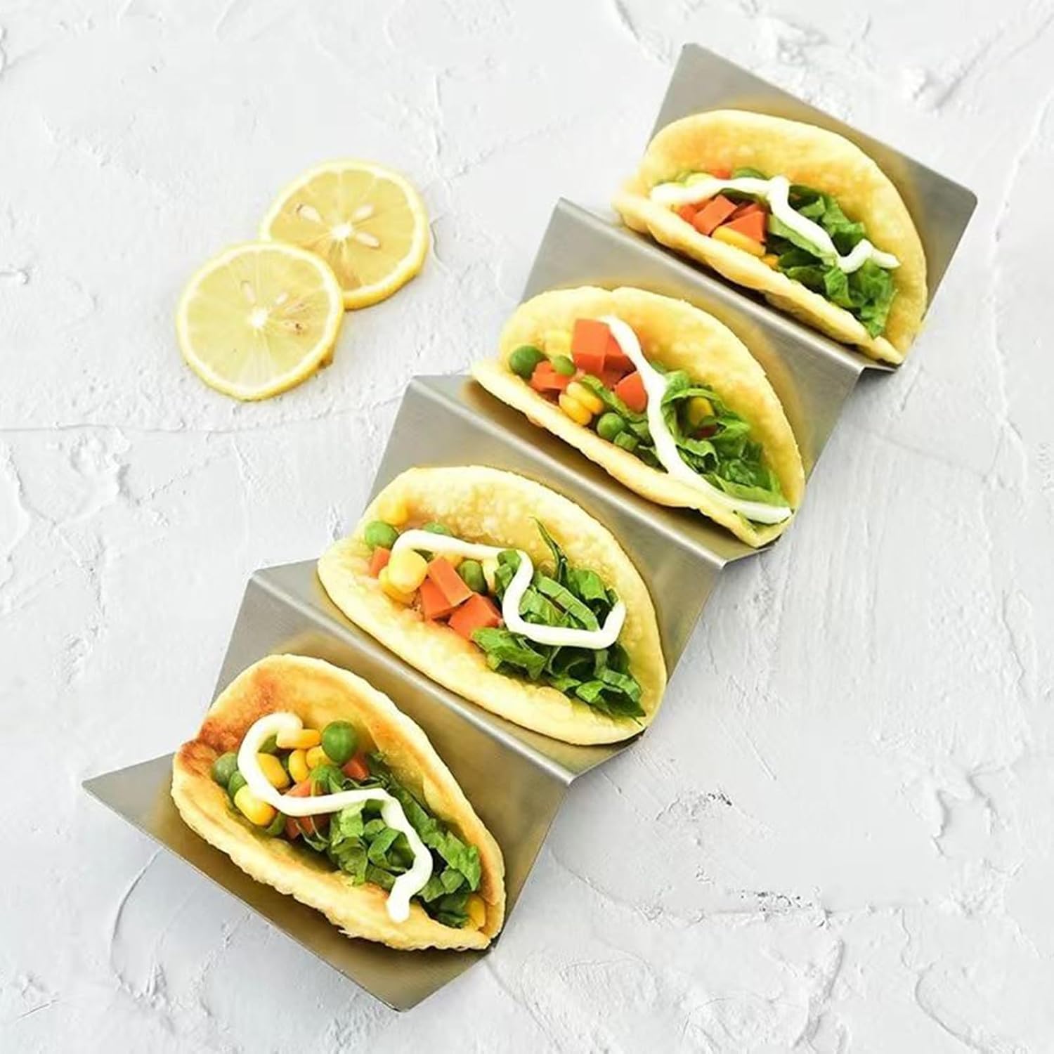 Soporte para Tacos 4 Compartimientos de Acero Inoxidable 500703 Selecto