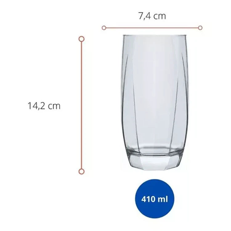 Set 6 Vasos de Vidrio 410ml/13oz Nadir 76180200796555 Nadir