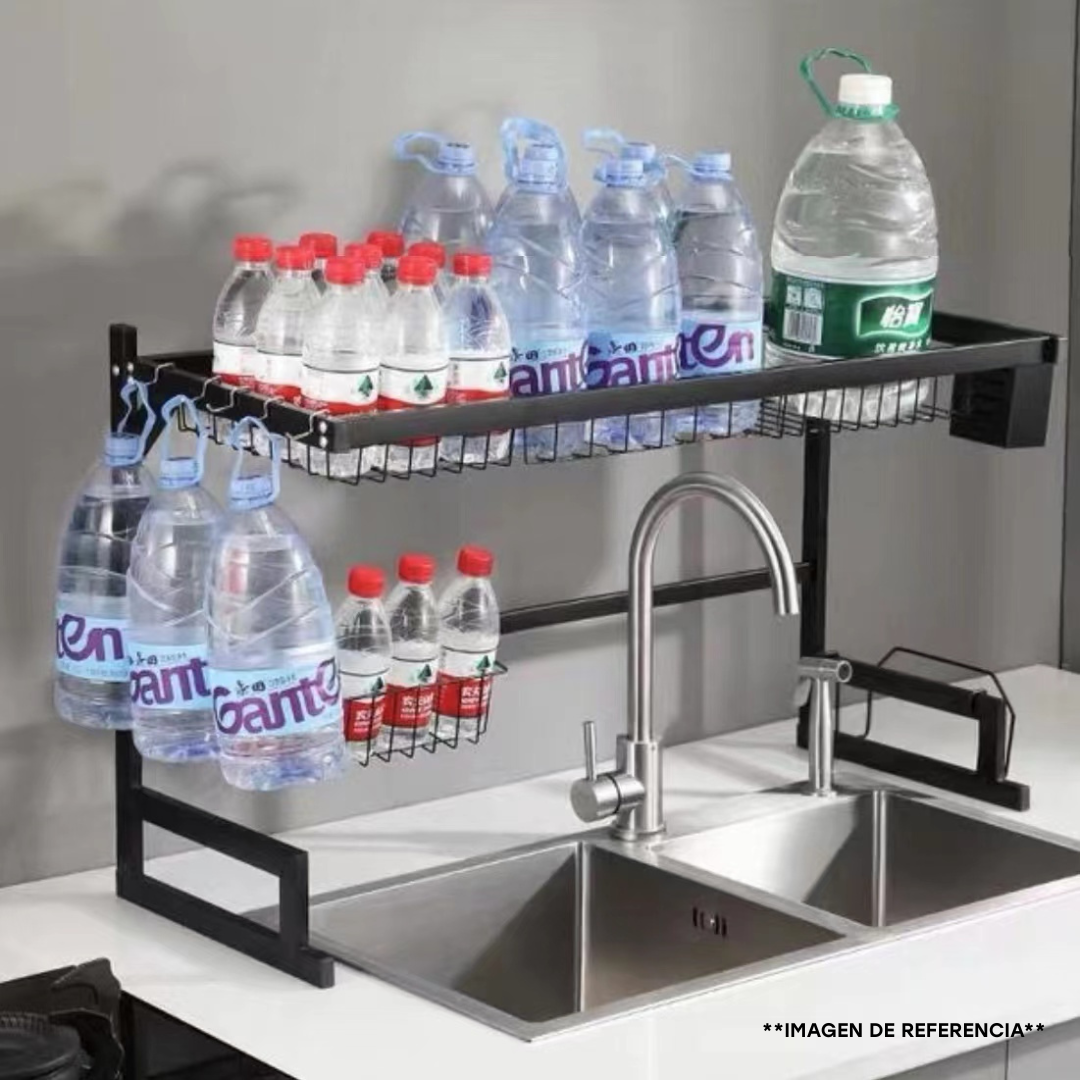 Escurridor de Platos de Metal Negro Sobre Fregador 85x52x31.5cm 401959