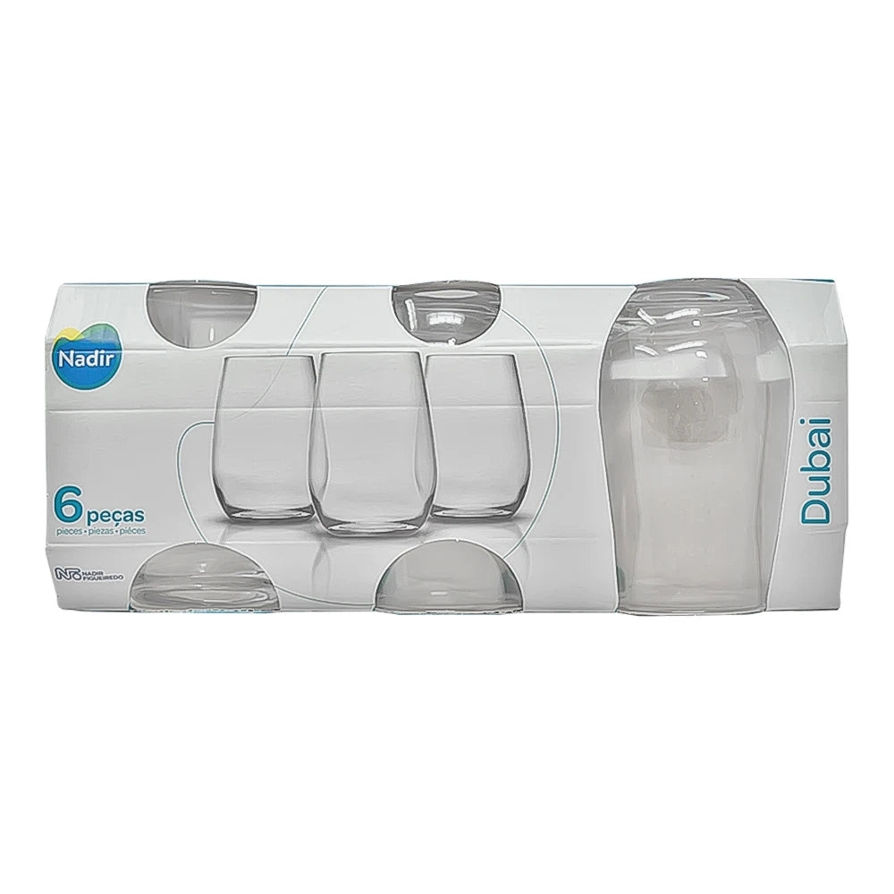 Set 6 Vasos de Vidrio Dubai 355ml/12oz Nadir 77640201398233 Nadir