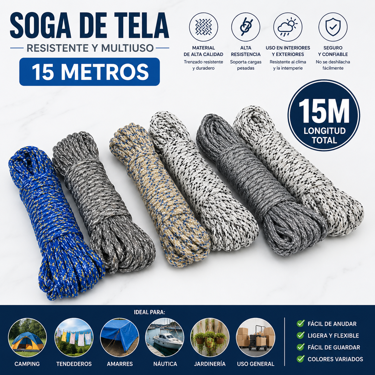 Soga de Tela 15 Metros BP-2464