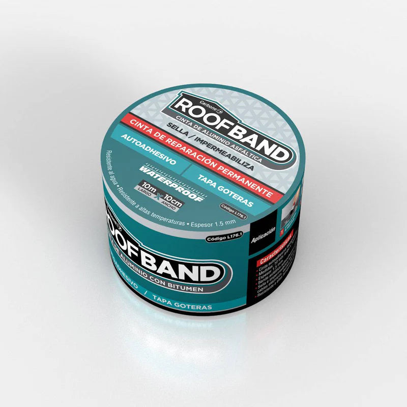 Cinta Autoadhesiva Asfáltica Tapagoteras De 10 Cm (4") X 10 Mts Largo Carbone Roofband Para Techos L176.1