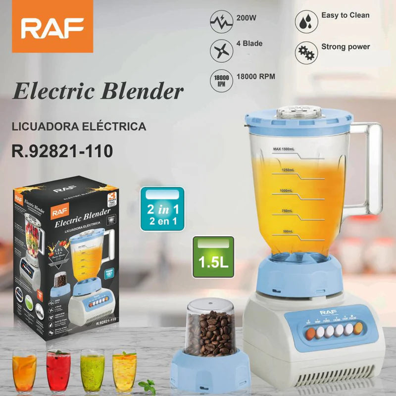 Licuadora 200W 110V/60Hz 1.5L Con Molino 2 En 1 4 Cuchillas Y 5 Velocidades. Fácil De Limpiar. Blender (Colores Surtidos) R.92821-110
