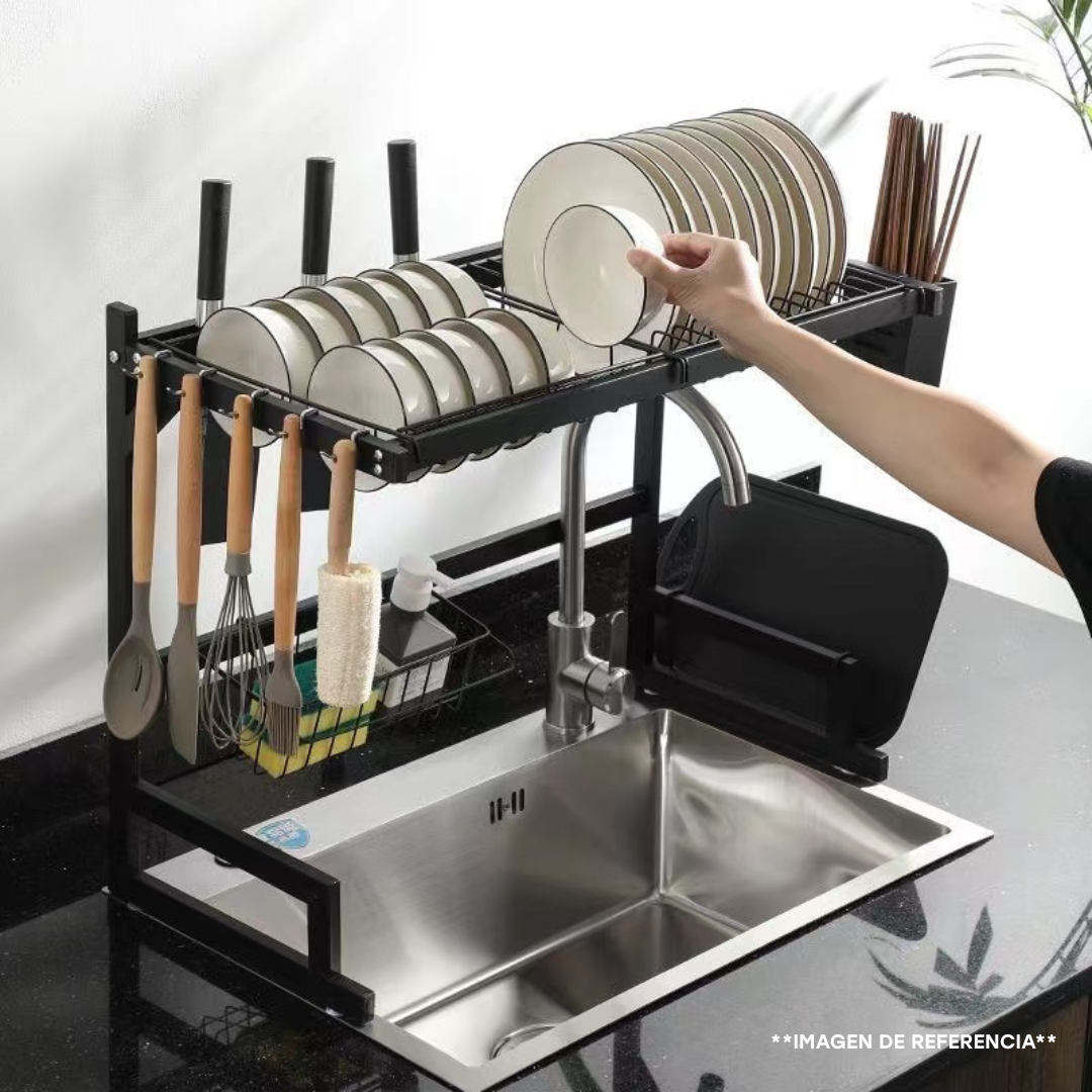 Escurridor de Platos de Metal Negro Sobre Fregador 85x52x31.5cm 401959 Selecto