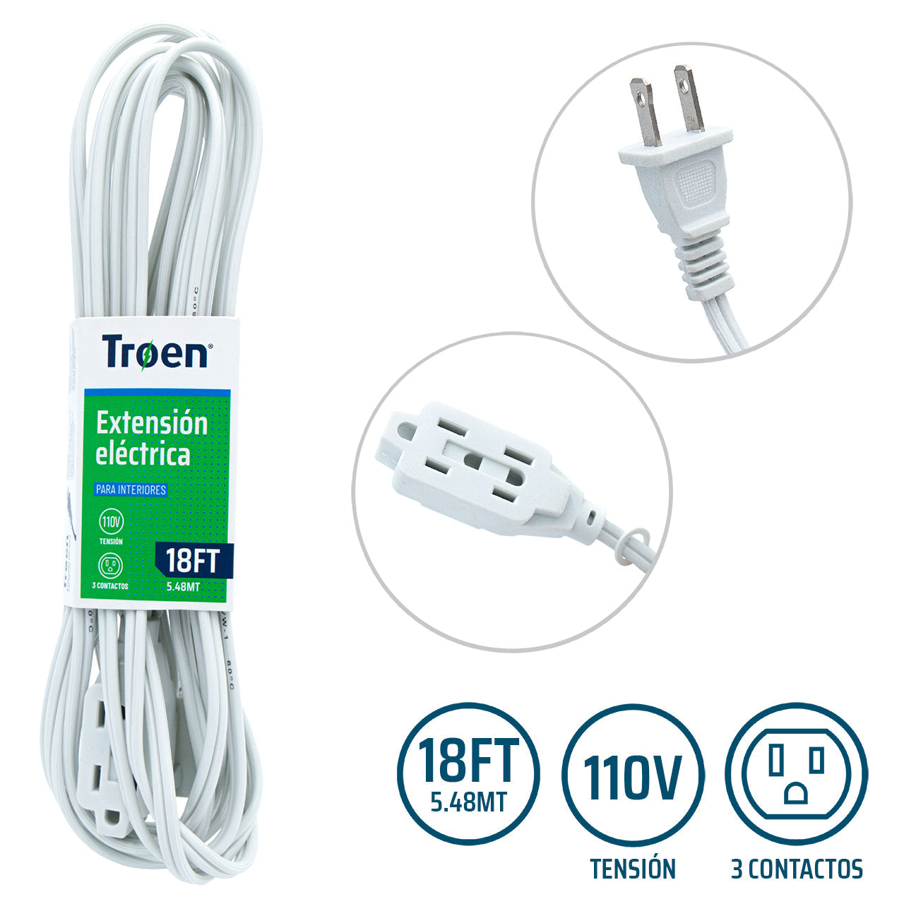 Extensión Eléctrica 18 Pies TROEN 7A136-F0601-18FT TROEN