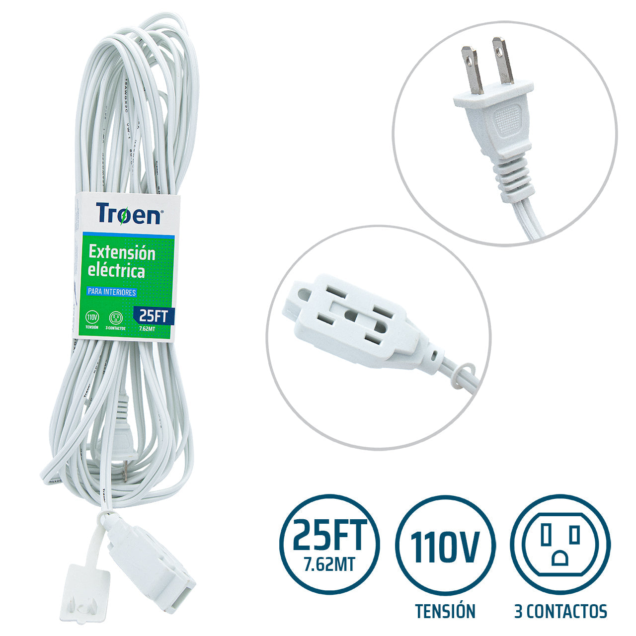 Extensión Eléctrica 25 Pies TROEN 7A136-F0601-25FT TROEN