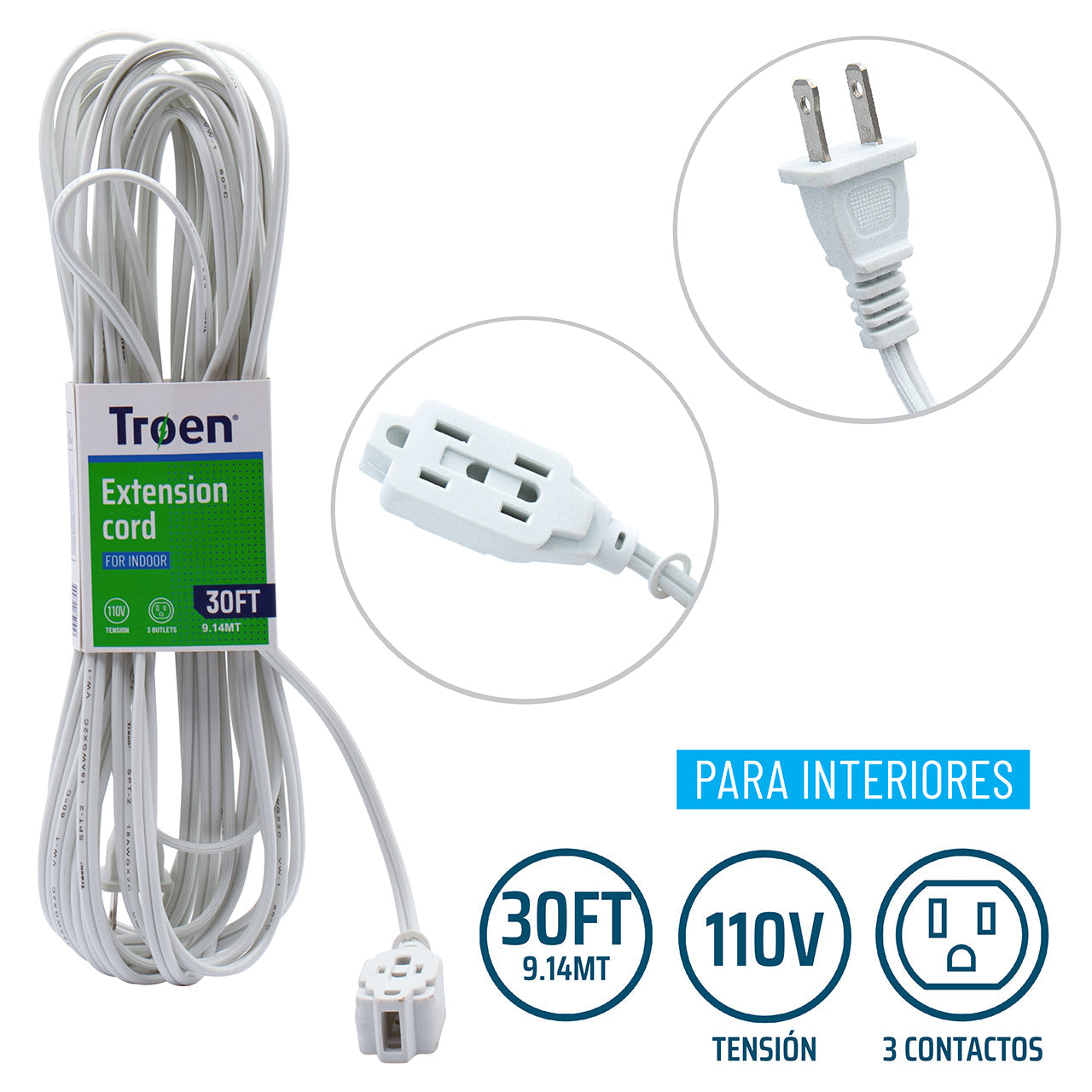 Extensión Eléctrica 30 Pies TROEN 7A136-F0601-30FT TROEN