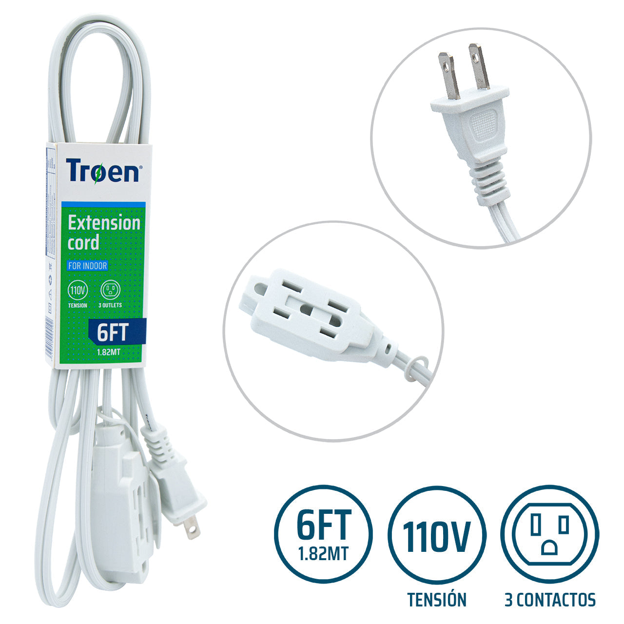 Extensión Eléctrica 6 Pies TROEN 7A136-F0601-6FT TROEN