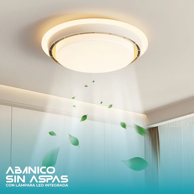 Abanico Sin Aspas Lampara LED Dimeable 3000-6500K Control Por Voz Ventilador Invisible 20"(52Cm) 69W. JYABL001 CARBONE