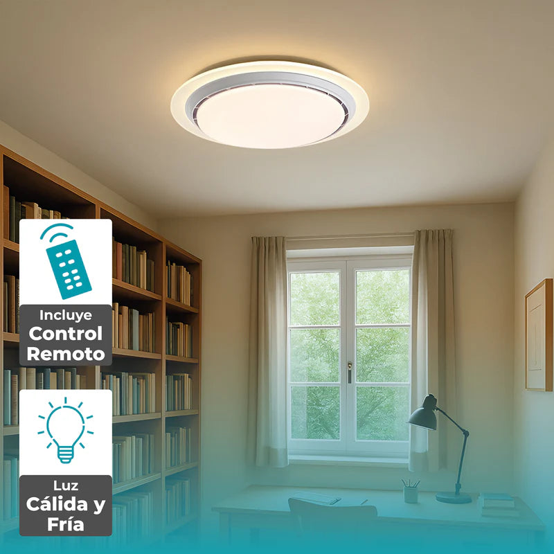 Abanico Sin Aspas Lampara LED Dimeable 3000-6500K Control Por Voz Ventilador Invisible 20"(52Cm) 69W. JYABL001 CARBONE
