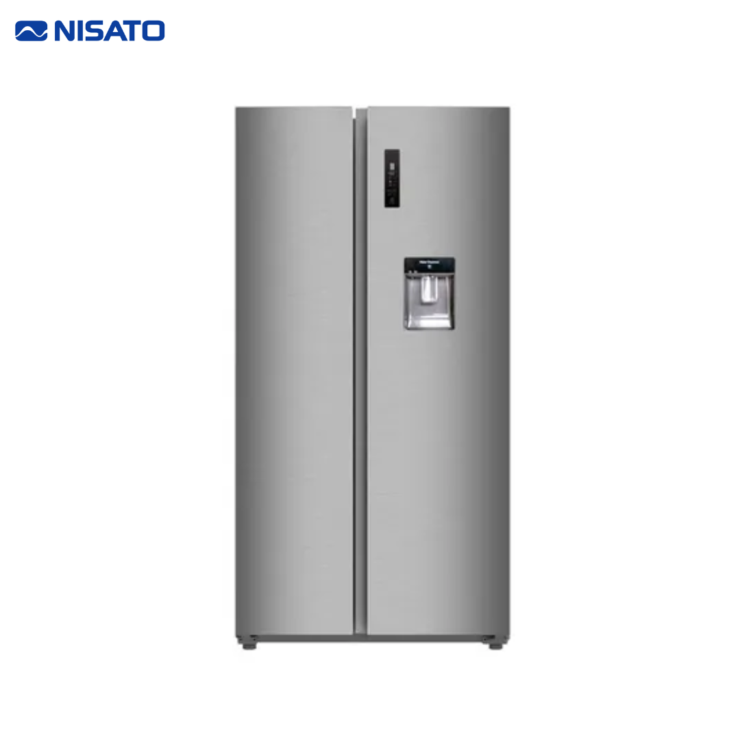 Refrigeradora Side by Side 22p3 Acero Inoxidable con Dispensador de Agua Nisato NRF-2217INVLM