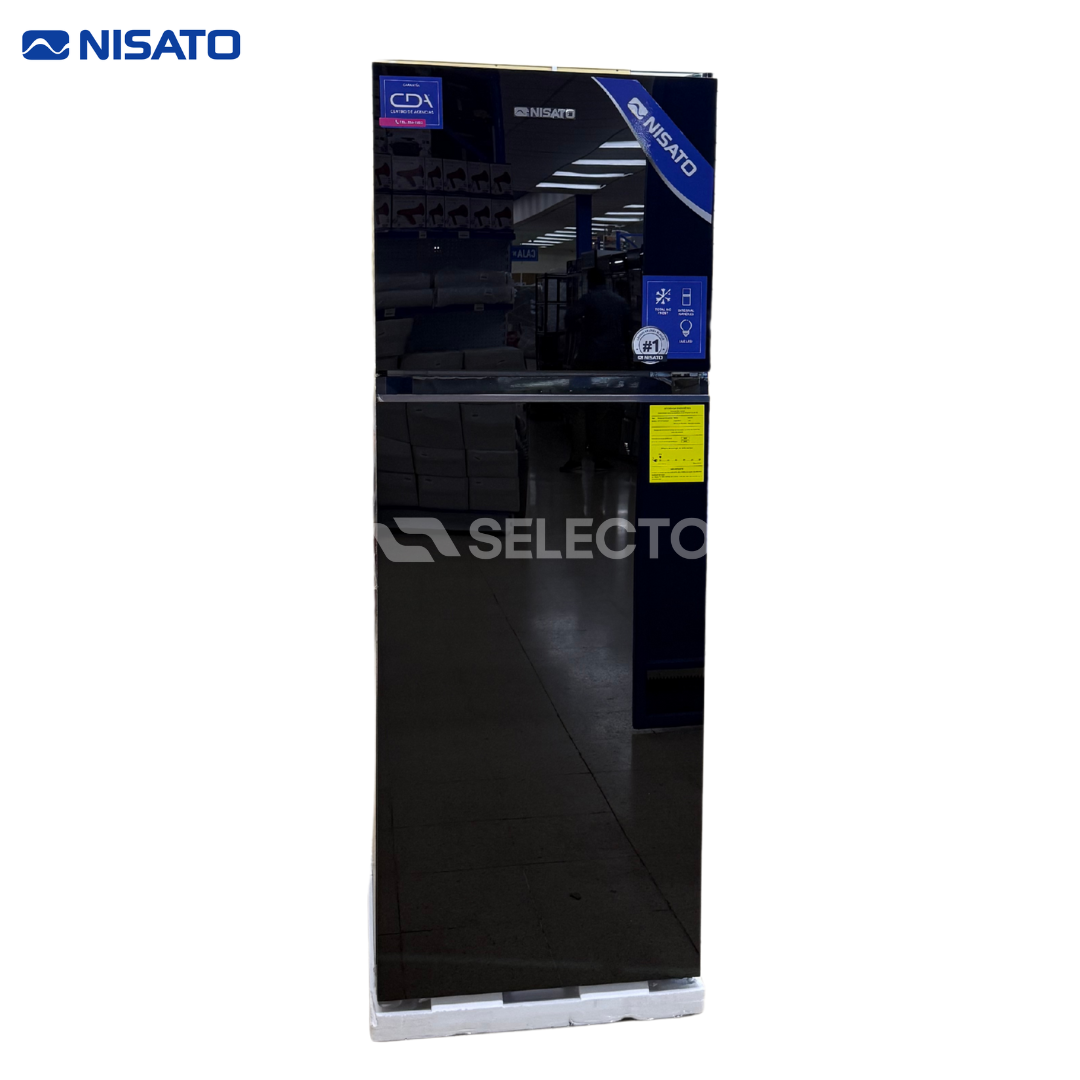 Refrigeradora de Vidrio Negro No Frost 12.4P3/345L Nisato NRF-377GSNNLM NISATO