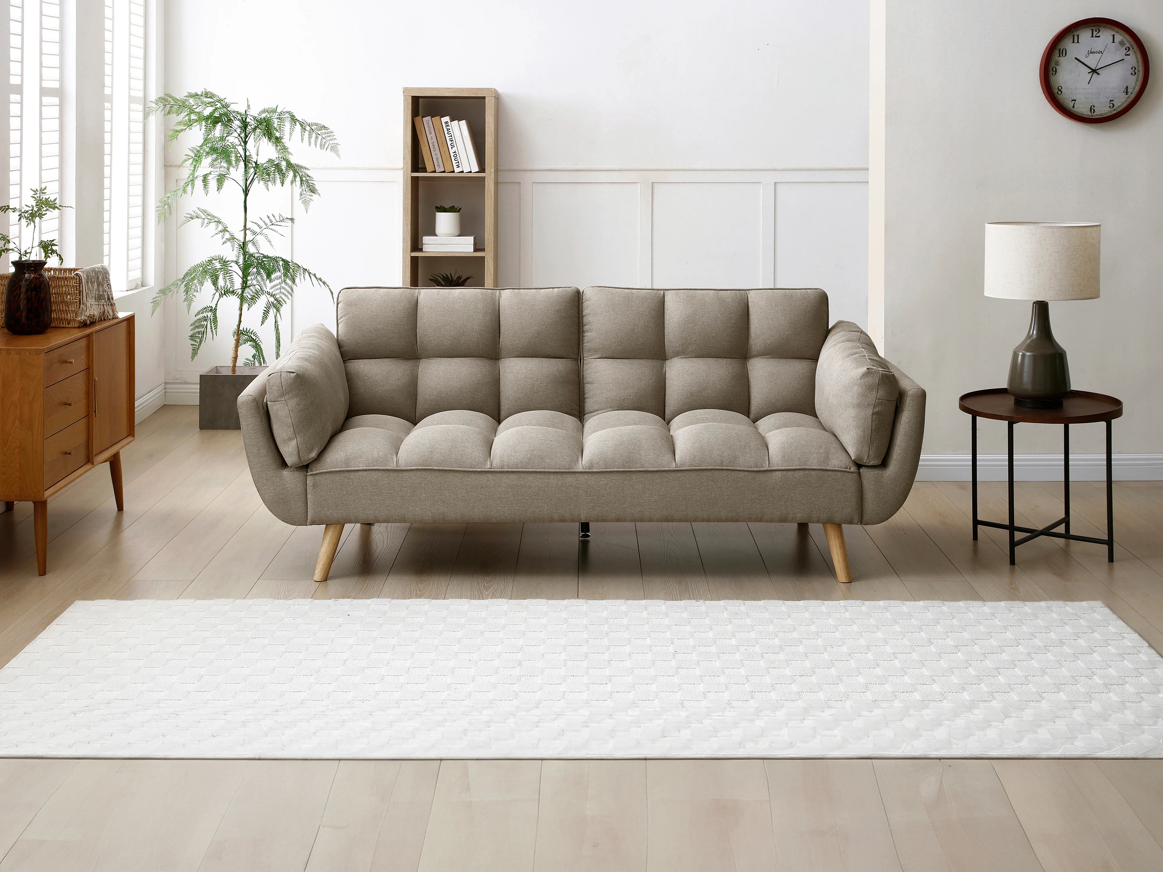 Sofá Cama Plegable de Tela Gris 80x190x83cm 2064