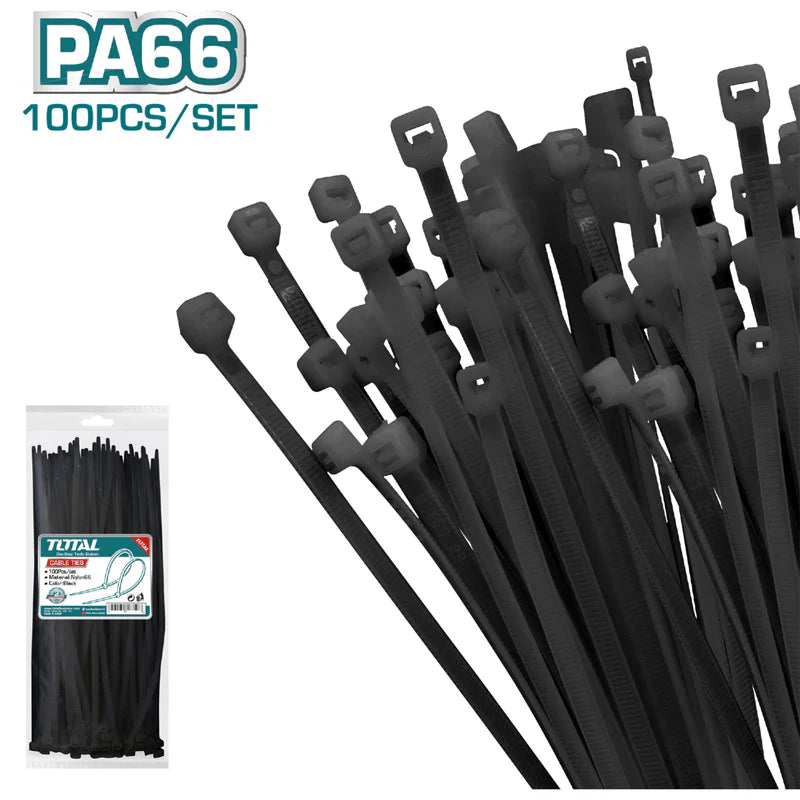 Zunchos Plásticos 100 Piezas. Negro. Nylon 400x7.6mm Total THTCTB40076