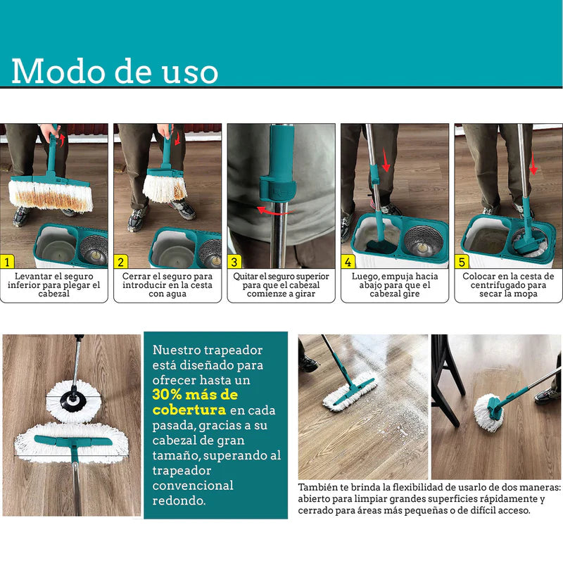 Trapeador Spin and Mop Transformer 360 Giratorio Tina de 9L AN33 Carbone CARBONE