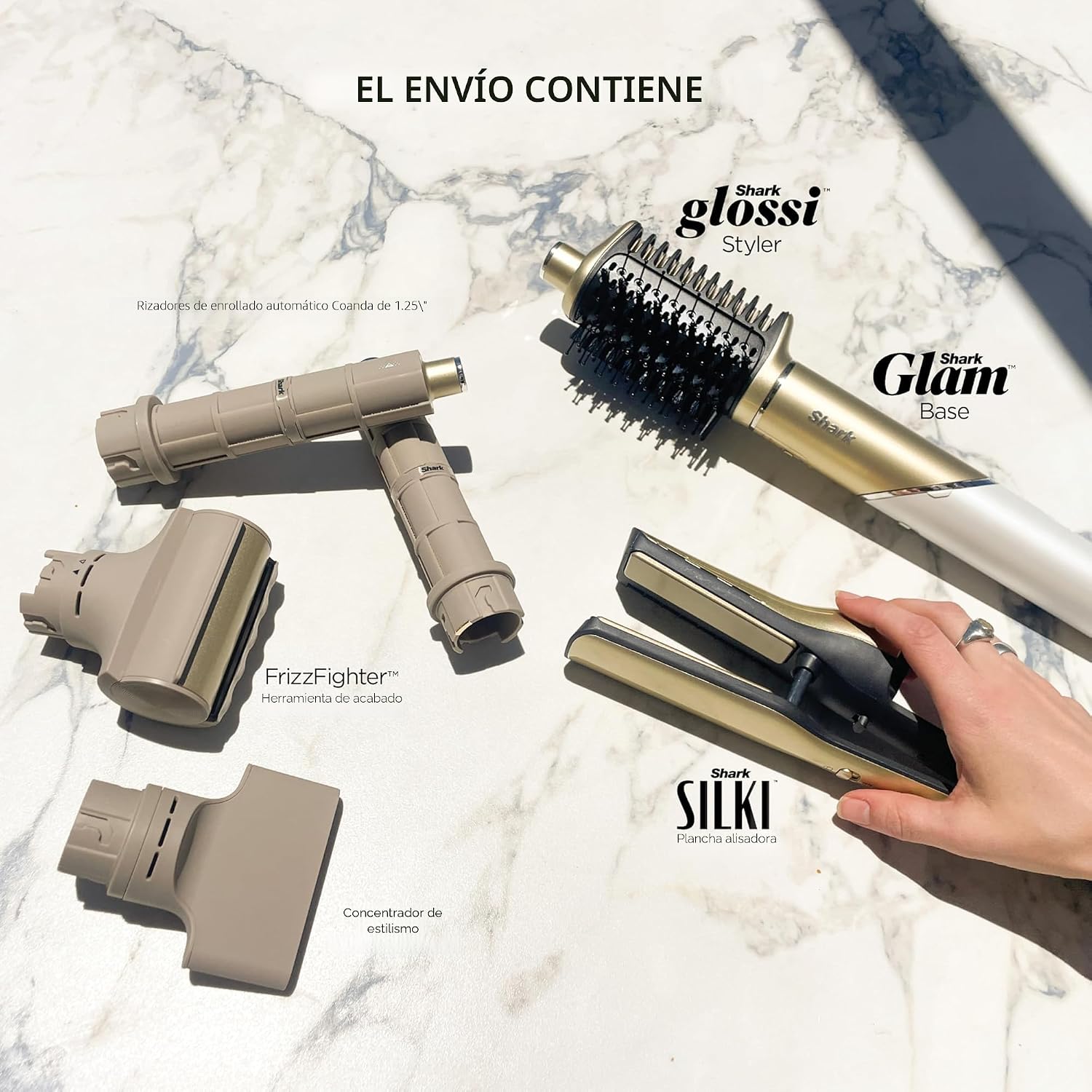(LLEGANDO 10 DE AGOSTO) Multiestilizador de Aire Shark Glam™ HD6051S con Secado, Alisado, Ondulado y Acabado Brillante | 5 Accesorios | 1500W