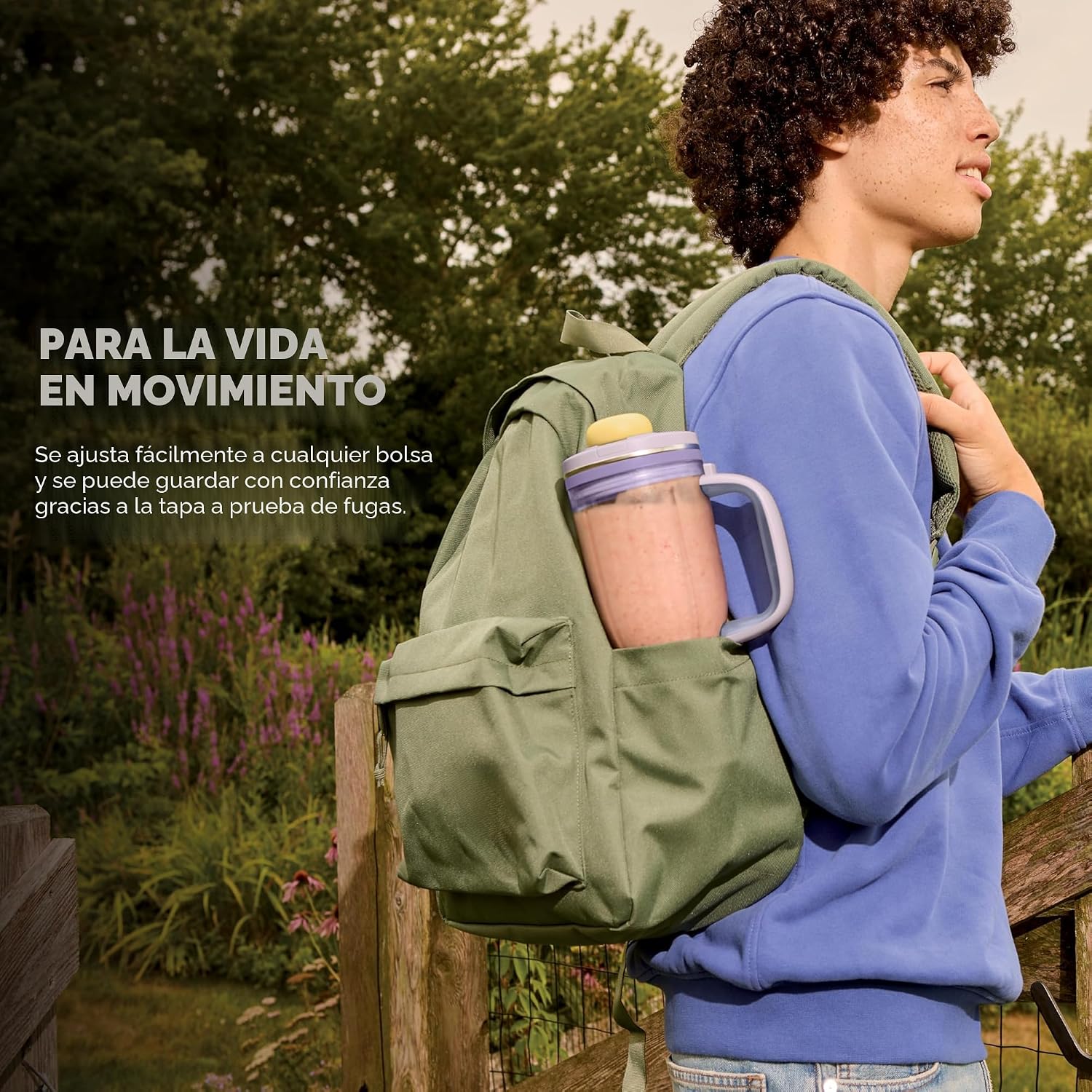 (LLEGANDO 10 DE AGOSTO) Licuadora Personal Ninja BlendBOSS DB351PR 1100W con Vaso Portátil de 710 ml, Auto-iQ® y Trituradora de Hielo | Color Lavender Lemonade