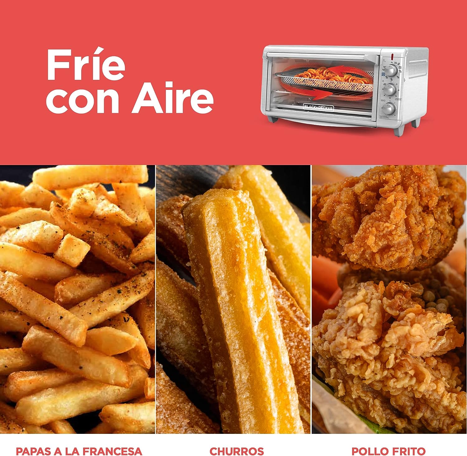 Horno con Freidora de Aire Extra Amplio Black and Decker TO3265XSSLA BLACK + DECKER