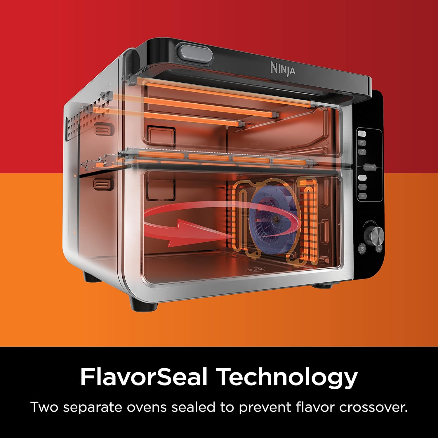 (LLEGANDO 10 DE AGOSTO) Horno Freidora de Aire Ninja DCT401 12 en 1 Double Oven con FlexDoor™, Convección y Air Fry | Acero Inoxidable